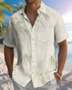 Alohadaddy® Hawaiian Bamboo Print Art Pocket Button Men's Short Sleeve Shirt Big & Tall