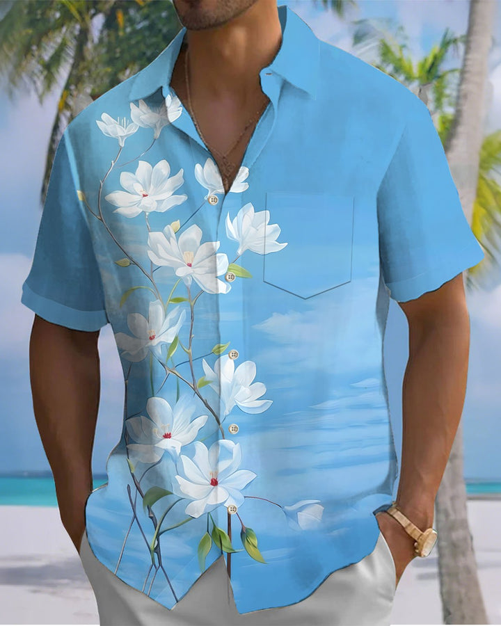 Alohadaddy® Casual Floral Cloud Print Art Button Pocket Cardigan Men&