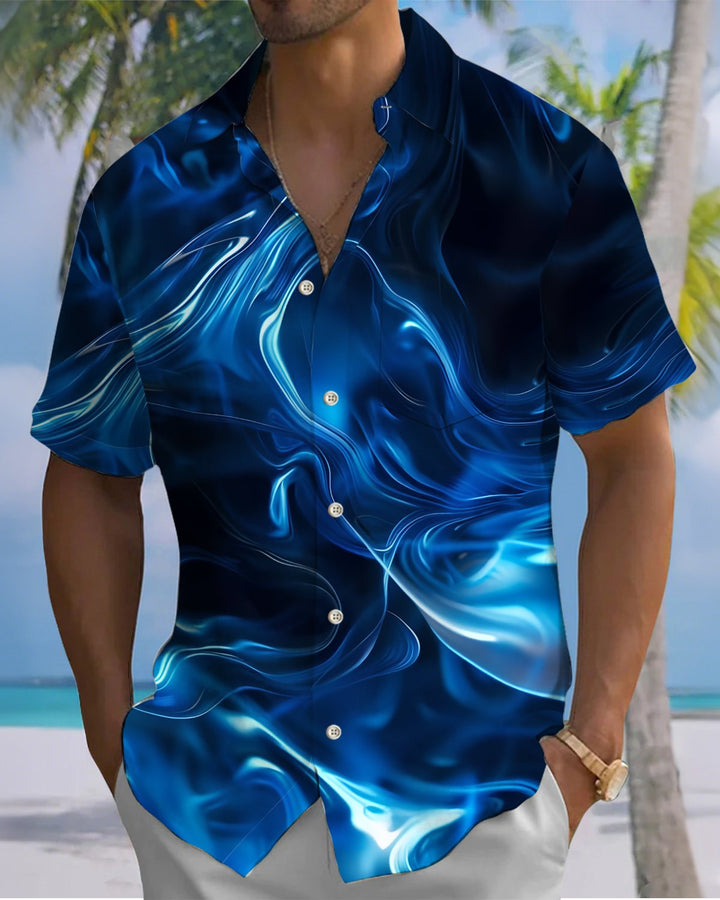 Alohadaddy® Casual Abstract Print Art Button Pocket Cardigan Men&