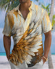 Alohadaddy® Men's Short-Sleeve Button-Down Shirt  Vintage Feather Print with Pocket