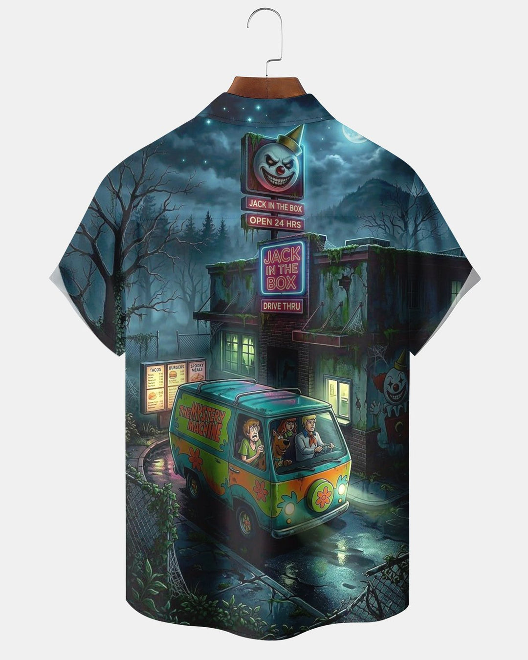 Alohadaddy® Holiday/Halloween Print Button-Down Short-Sleeve Shirt with Pocket