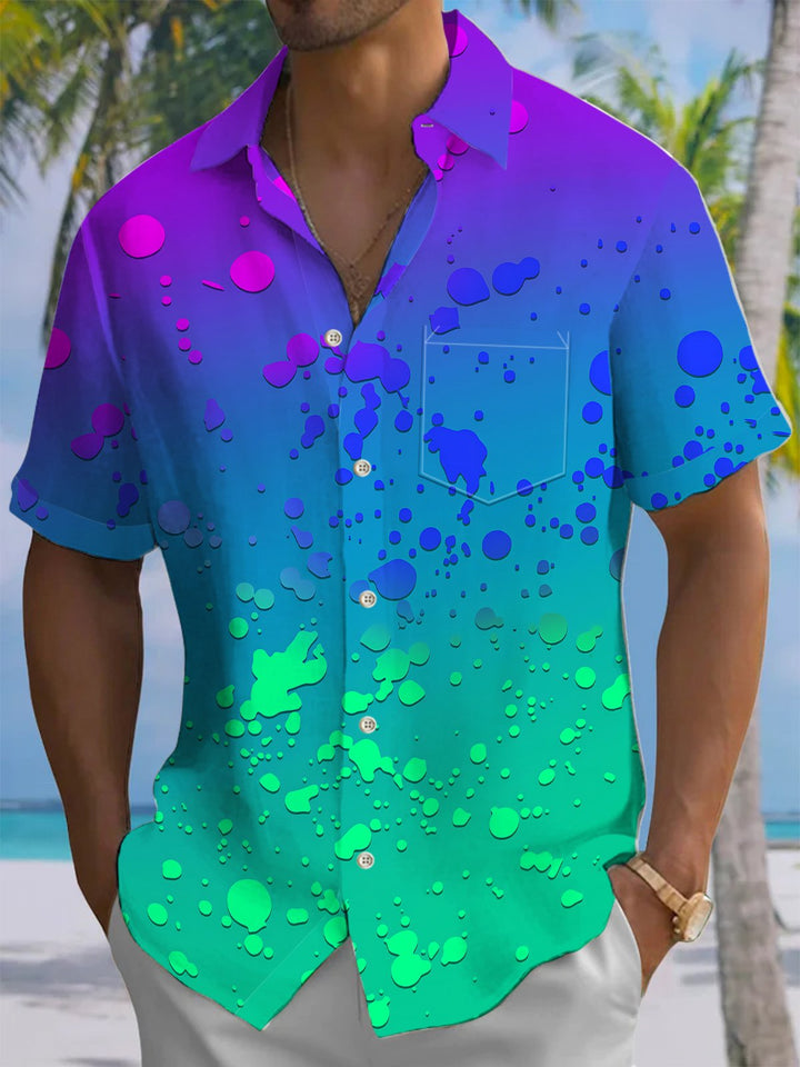 Alohadaddy® Casual Gradient Art Print Chest Pocket Men&