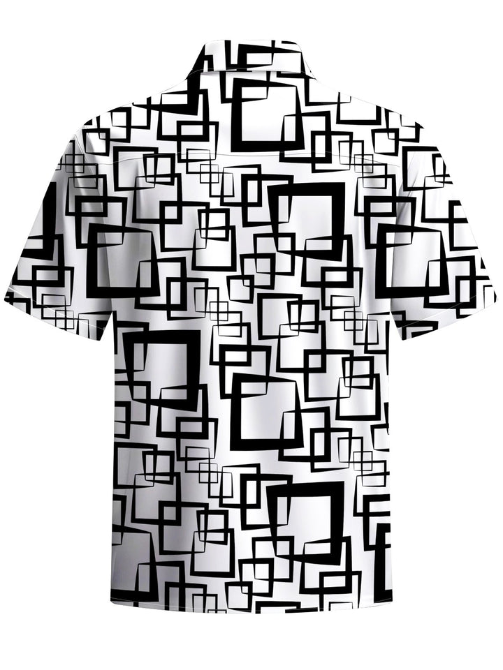 Alohadaddy® Casual Geometric Art Print Moisture Wicking Chest Pocket Mens Short Sleeve Shirt Big &amp; Tall