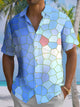 Alohadaddy® Hawaiian Geometric Gradient Art Print Chest Pocket Mens Short Sleeve Shirt Big & Tall