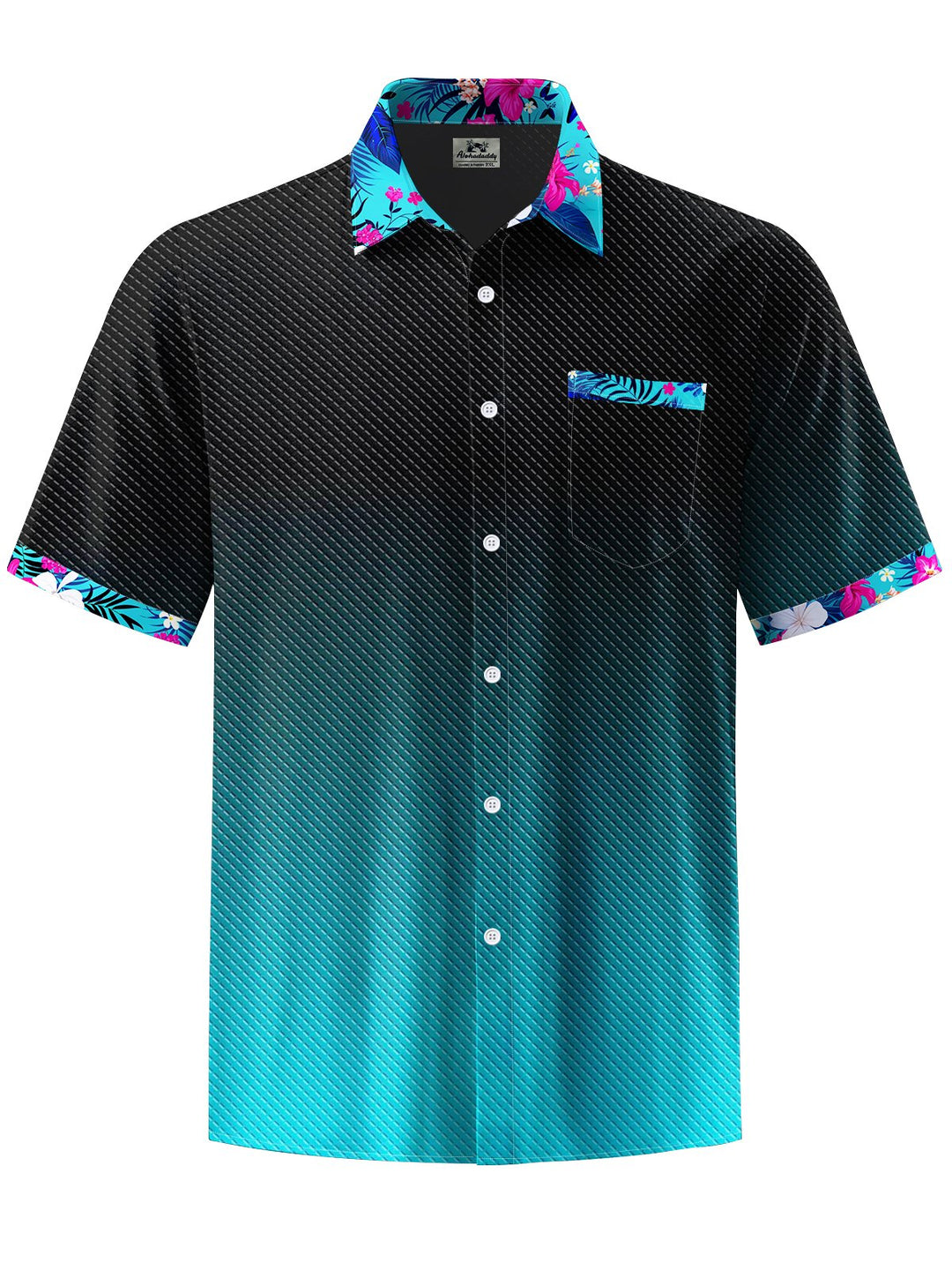 Alohadaddy® Casual Gradient Floral Art Print Mens Wicking Short Sleeve Shirt Big &amp; Tall