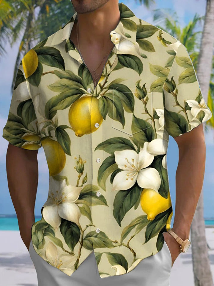Alohadaddy® Casual Lemon Art Print Moisture Wicking Men&
