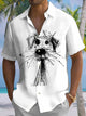 Alohadaddy® Casual Stick Figure Dog Print Art Chest Pocket Men's Short Sleeve Shirt Big & Tall