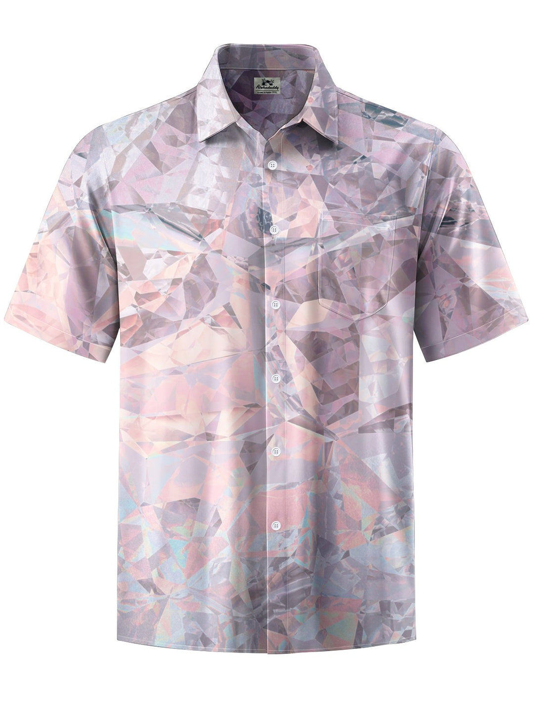 Alohadaddy® Hawaiian Geometric Art Print Chest Pocket Mens Short Sleeve Shirt Big &amp; Tall