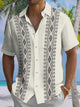 Alohadaddy® Casual Stripe Art Print Chest Pocket Men's Short Sleeve Shirt Big & Tall