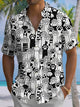 Alohadaddy® Casual Cat Paw Print Art Chest Pocket Men's Short Sleeve Shirt Big & Tall