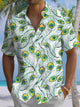 Alohadaddy® Casual Peacock Feather Painting Art Print Chest Pocket Men's Short Sleeve Shirt Big & Tall