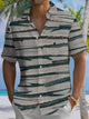 Alohadaddy® Vintage Stripe Art Print Chest Pocket Men's Short Sleeve Shirt Big & Tall