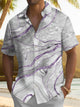 Alohadaddy® Casual Marble Art Print Chest Pocket Stretch Men's Short Sleeve Shirt Big & Tall