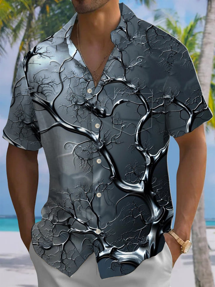 Alohadaddy® Casual Branch Art Print Chest Pocket Men&