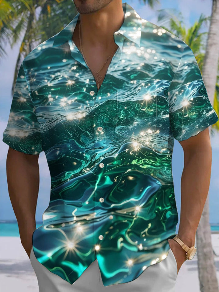 Alohadaddy® Hawaiian Ocean Water Art Print Pocket Stretch Men&