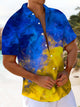 Alohadaddy® Vintage Ombre Art Print Chest Pocket Stretch Men's Short Sleeve Shirt Big & Tall