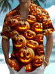 Alohadaddy® Halloween Pumpkin Art Print Pocket Stretch Men's Short Sleeve Shirt Big & Tall
