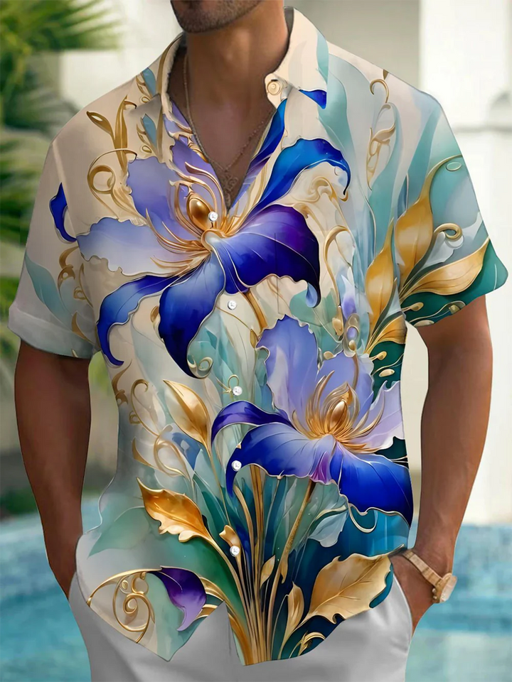 Alohadaddy® Hawaiian Flowers Art Print Chest Pocket Men&