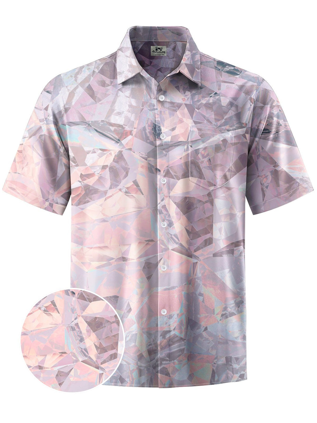 Alohadaddy® Hawaiian Geometric Art Print Chest Pocket Mens Short Sleeve Shirt Big &amp; Tall