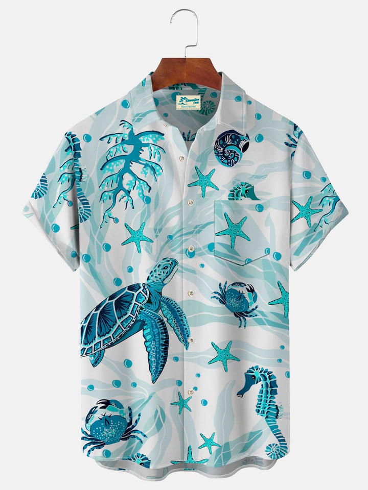 Alohadaddy Vintage Nautical Sea Life Blue Men&