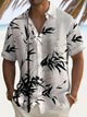 Alohadaddy Vintage Bamboo 3D Digital Print Men's Button Pocket Short Sleeve Shirt Big & Tall