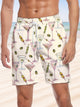 Alohadaddy® Casual Wine Glasses Fruit Print Art Elastic Oversized Drawstring Hawaiian Shorts Beach Shorts