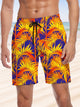 Alohadaddy® Palm Tree Art Print Moisture Wicking Large Size Drawstring Hawaiian Shorts Board Shorts