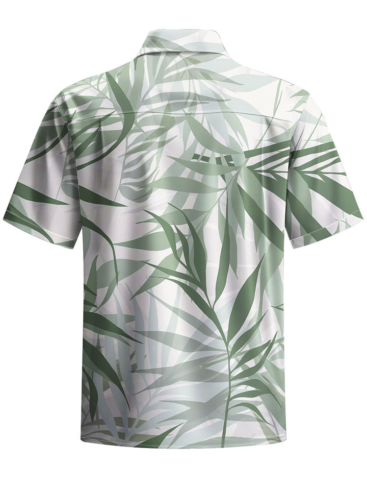 Alohadaddy® Hawaii Bamboo Leaf Print Chest Pocket Men&