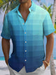 Alohadaddy® Casual Plaid Gradient Print Chest Pocket Men's Short Sleeve Shirt Big & Tall