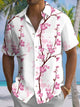 Alohadaddy® Hawaiian Peach Art Print Chest Pocket Men's Short Sleeve Shirt Big & Tall