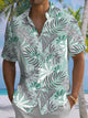 Alohadaddy® Hawaiian Leaves Art Print Chest Pocket Moisture Wicking Men's Short Sleeve Shirt Big & Tall