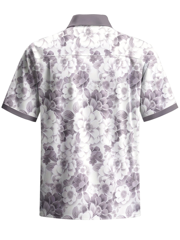 Alohadaddy® Hawaiian Flowers Art Print Moisture Wicking Chest Pocket Mens Short Sleeve Shirt Big &amp; Tall
