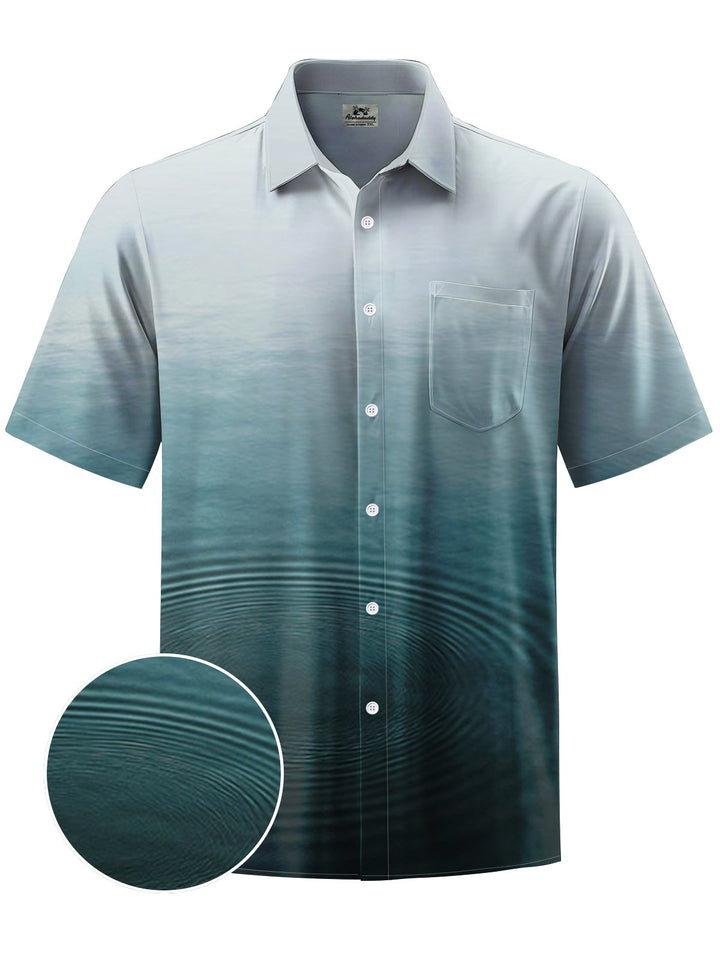Alohadaddy® Casual Water Gradient Print Art Chest Pocket Men&