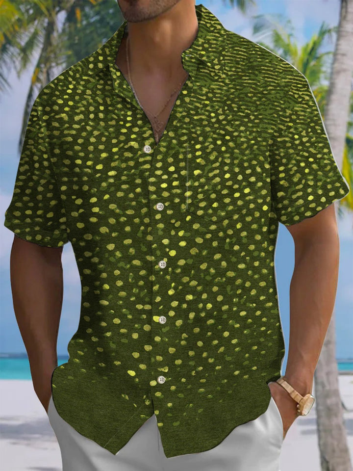 Alohadaddy® Vintage Gradient Polka Dots Print Art Chest Pocket Men&