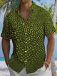 Alohadaddy® Vintage Gradient Polka Dots Print Art Chest Pocket Men's Short Sleeve Shirt Big & Tall