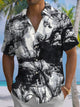 Alohadaddy® Casual Vintage Abstract Texture Art Print Chest Pocket Men's Short Sleeve Shirt Big & Tall