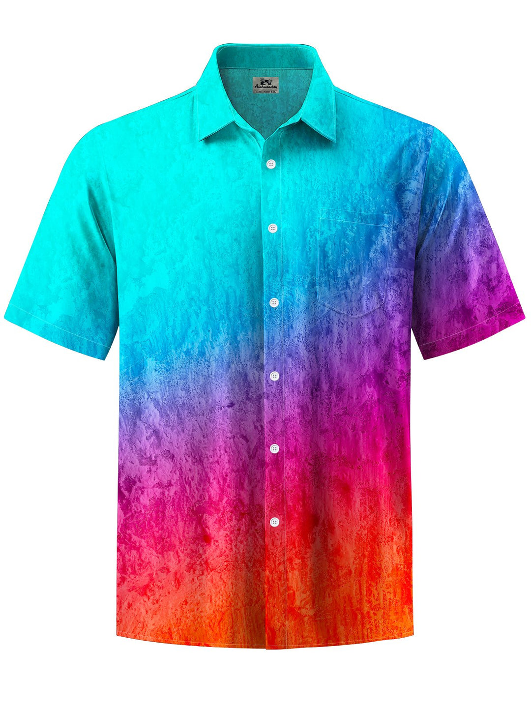 Alohadaddy® Hawaii Ombre Art Print Chest Pocket Mens Short Sleeve Shirt Big &amp; Tall