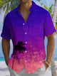 Alohadaddy® Hawaii Ombre Palm Trees Art Print Chest Pocket Mens Short Sleeve Shirts Big & Tall