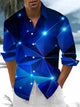 Alohadaddy® Casual Geometric Art Print Chest Pocket Men's Long Sleeve Shirt Big & Tall