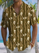Alohadaddy® Casual Vintage Skull Print Art Chest Pocket Men's Short Sleeve Shirt Big & Tall