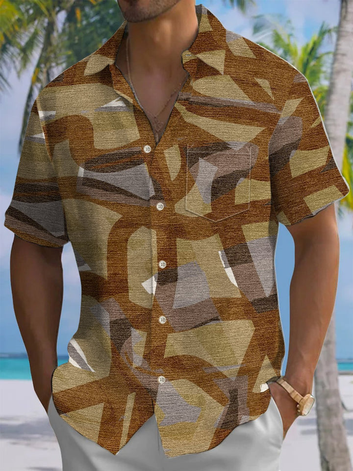 Alohadaddy® Vintage Abstract Art Printed Art Chest Pocket Men&