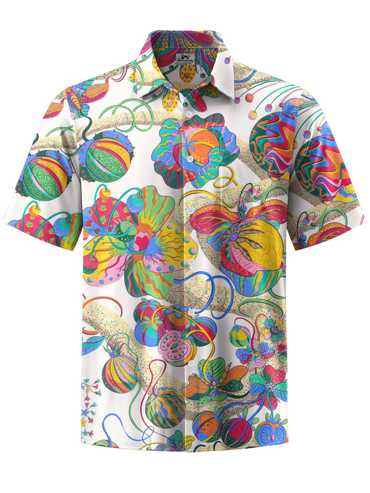 Alohadaddy® Hawaiian Floral Art Print Chest Pocket Men&