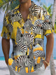 Alohadaddy® Casual Allover Zebra Art Print Chest Pocket Men's Short Sleeve Shirt Big & Tall