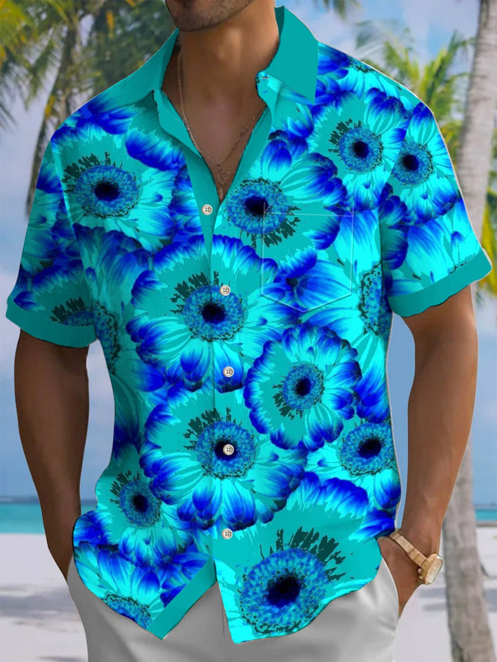 Alohadaddy® Hawaiian floral contrasting print with chest pocket for men&
