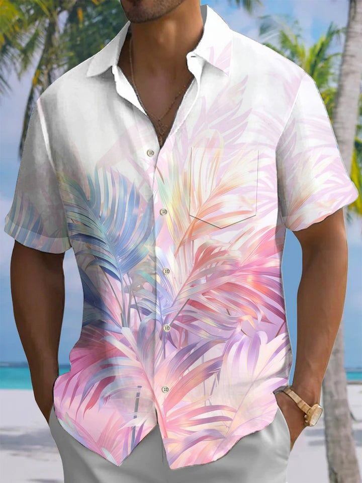 Alohadaddy® Hawaiian Palm Leaf Art Print Chest Pocket Men&