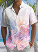 Alohadaddy® Hawaiian Palm Leaf Art Print Chest Pocket Men's Stretch Short Sleeve Shirt Big & Tall