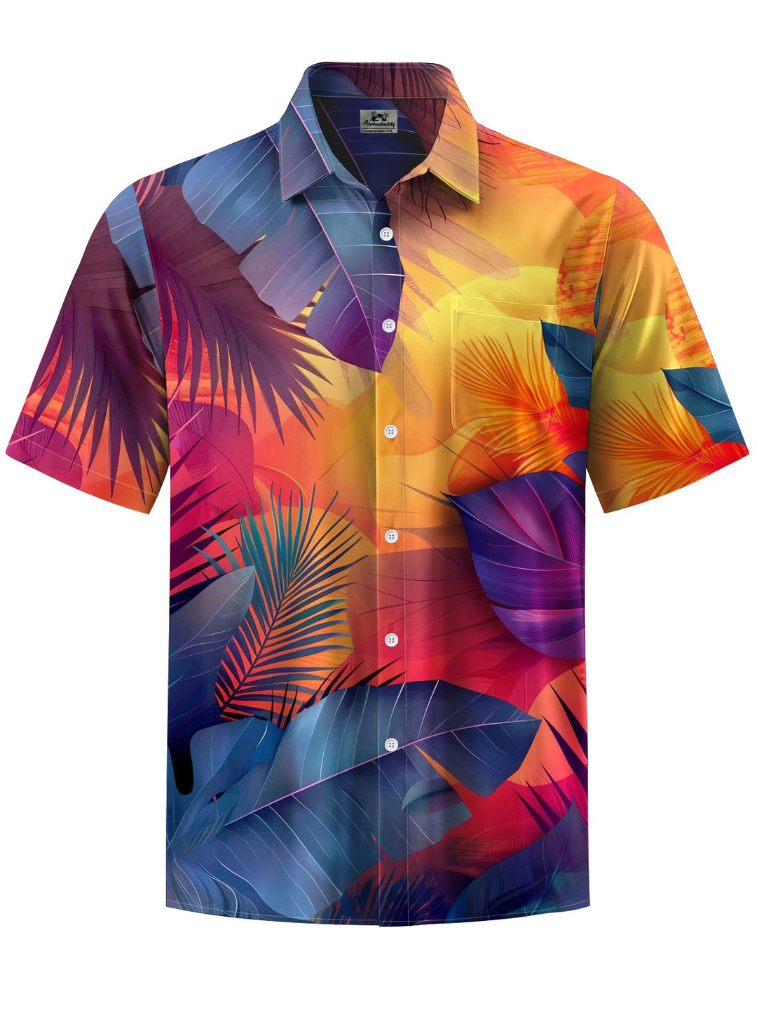 Alohadaddy® Hawaiian Palm Leaf Art Print Chest Pocket Men&