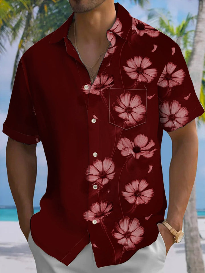 Alohadaddy® Vintage Floral Print Art Pocket Stretch Men&