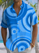 Alohadaddy® Casual Geometric Art Print Pocket Stretch Men's Short Sleeve Shirt Big & Tall