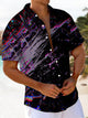 Alohadaddy® Casual Abstract Texture Art Print Chest Pocket Stretch Men's Short Sleeve Shirt Big & Tall